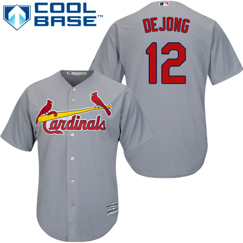 Cardinals #12 Paul DeJong Grey New Cool Base Stitched MLB Jersey - Click Image to Close